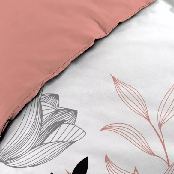 Funda nórdica y dos fundas para almohadones en algodón (240 cm) Amelina Rosa