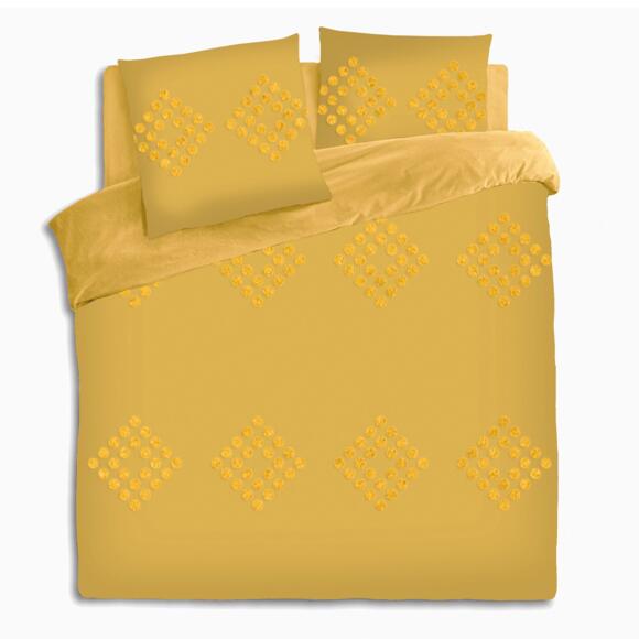 Funda nórdica y dos fundas para almohadones algodón lavado (260 cm) Moura Amarillo ocre 3