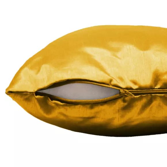Housse de coussin carrée (40 cm) Shantung Shana Jaune Moutarde 2