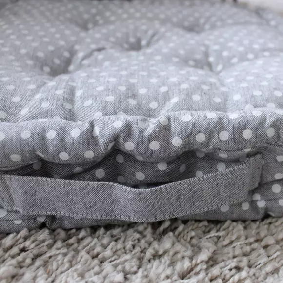 Coussin de sol carré coton recyclé (40 cm) Elisa Gris clair 2
