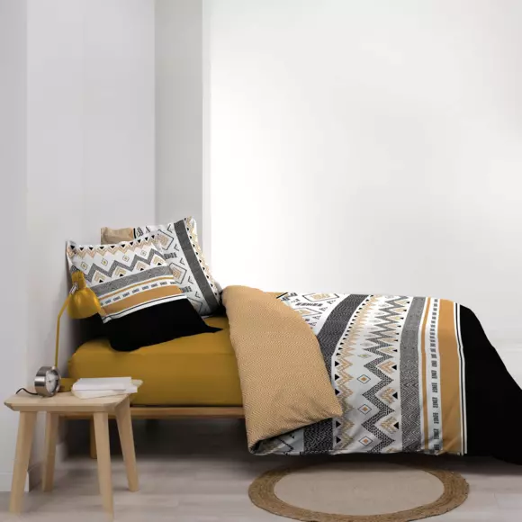 Housse de couette et deux taies percale de coton (260 cm) Astraline Multicolore 3