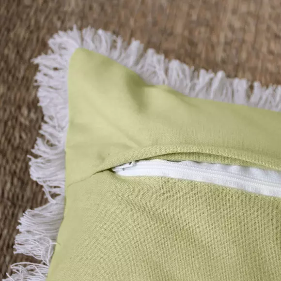 Coussin carré coton (40 cm) Herbier uni Vert tilleul 2
