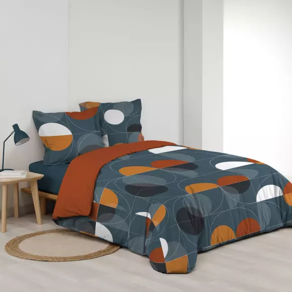 Funda nórdica y dos fundas para almohadones en algodón (260 cm) Terrapop Azul 3