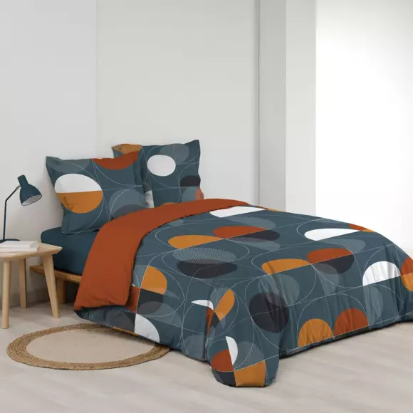 Funda nórdica y dos fundas para almohadones en algodón (240 cm) Terrapop Azul 3
