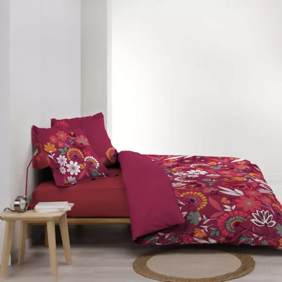 Funda Nórdica y dos fundas en percal de algodón (240 cm) Arbusa Rojo  3