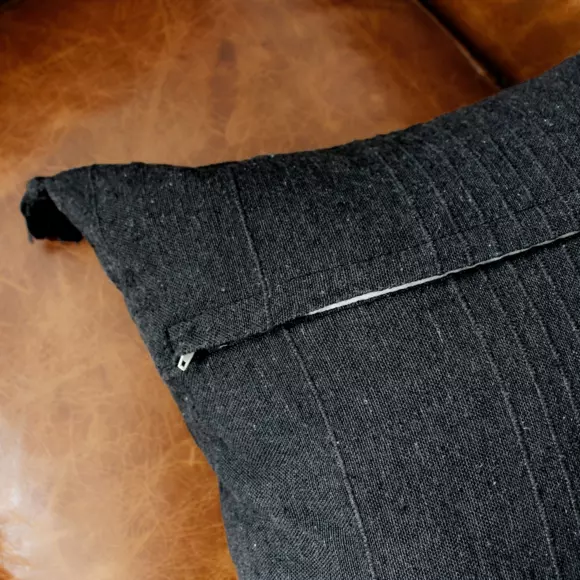 Coussin carré coton recyclé (40 cm) Bombay Gris anthracite 3