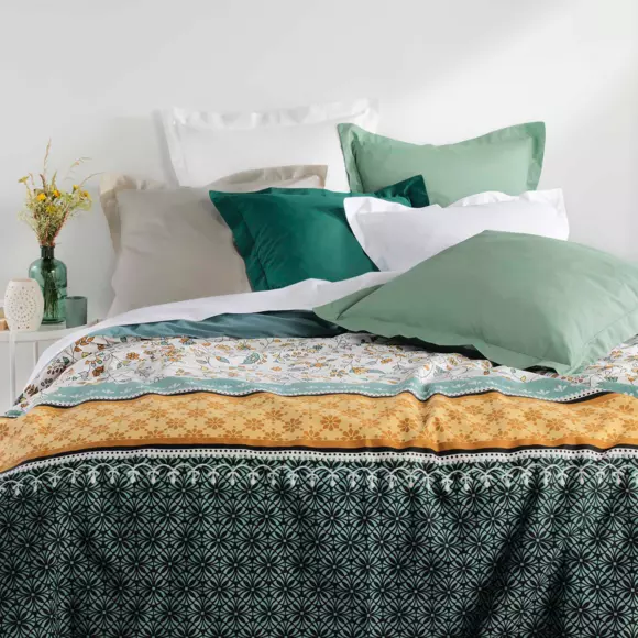 Funda de almohada cuadrada en algodón bio (63 cm) Biolina Verde esmeralda 2