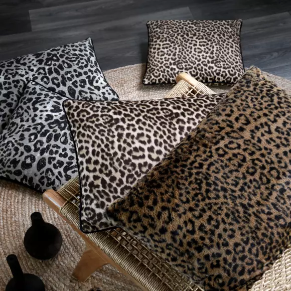 Coussin carré (45 cm) Guépard Noir 2