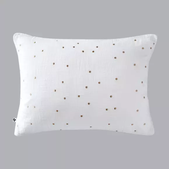 Funda de almohada rectangular en gasa de algodón (70 cm) Gaïa Chic Blanco chantilly 2