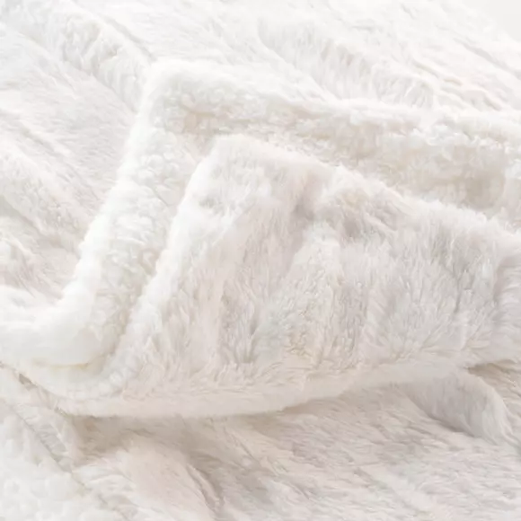 Plaid fausse fourrure (150 cm) Foxy Ecru