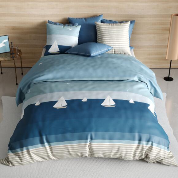 Funda Nórdica y dos fundas para almohada en algodón (260 cm) Regate Azul 2