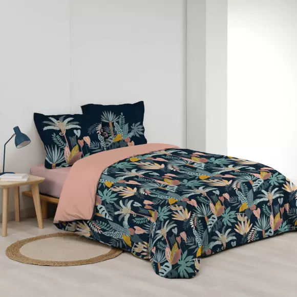 Funda nórdica y dos fundas para almohadones en algodón (260 cm) Guinea Azul 2