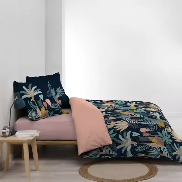 Funda nórdica y dos fundas para almohadones en algodón (260 cm) Guinea Azul 3