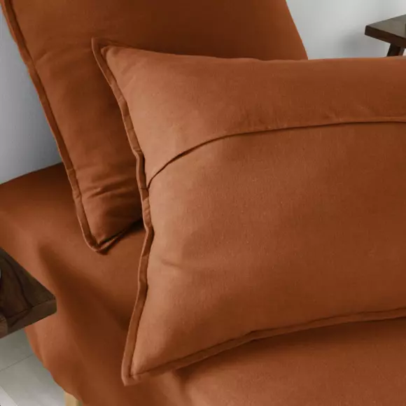 Funda de almohada rectangular en franela de algodón (70 cm) Théa Terracota 2
