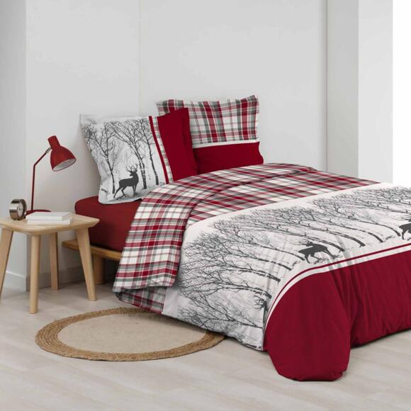 Funda Nórdica y dos fundas de almohada en algodón (260 cm) Hivernal Rojo 3