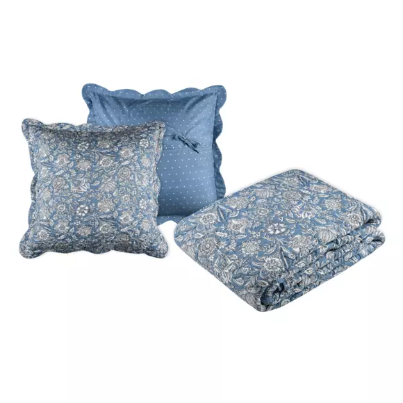 Colcha y fundas para almohada (260 x 240 cm) Julianne Azul 2