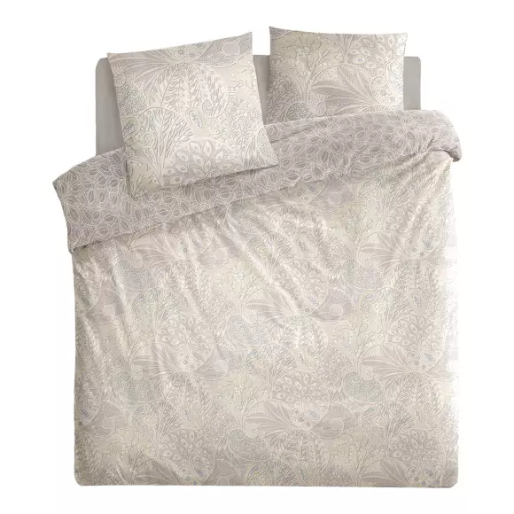 Housse de couette et deux taies coton (240 cm) Kachemire Grise 2
