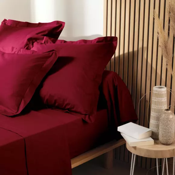 Taie d'oreiller rectangulaire coton bio (70 cm) Biolina Bordeaux 3