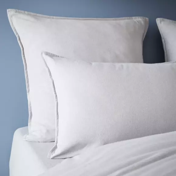 Funda de almohada cuadrada en franela de algodón (63 cm) Théa Gris claro 3