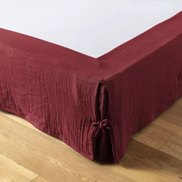 Cache-sommier Gaze de coton (180 x 200 cm) Gaïa Lie de vin 2