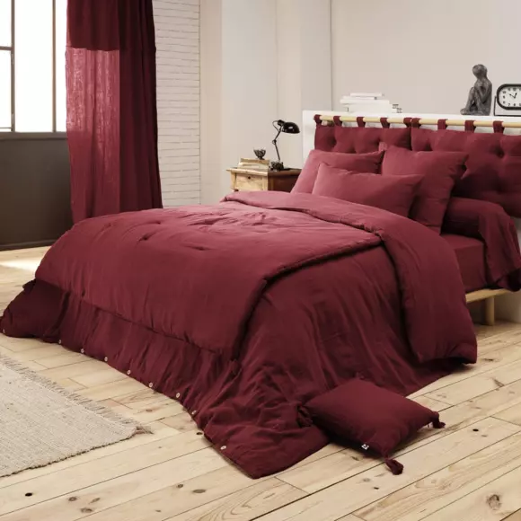 Boxspring hoes Katoengaas (180 x 200 cm) Gaïa Wijnrood 3