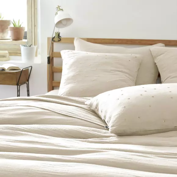 Funda para almohada cuadrada en en gasa de algodón (60 cm) Gaïa Chic Beige pampa 2