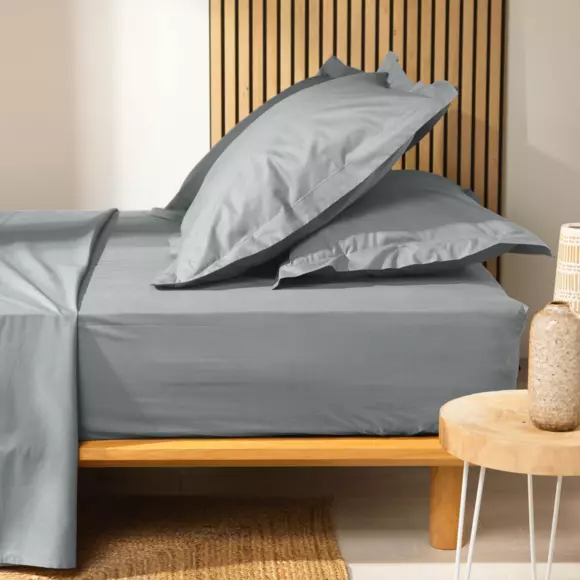 Sábana bajera en algodón bio (180 cm) Biolina Gris 2