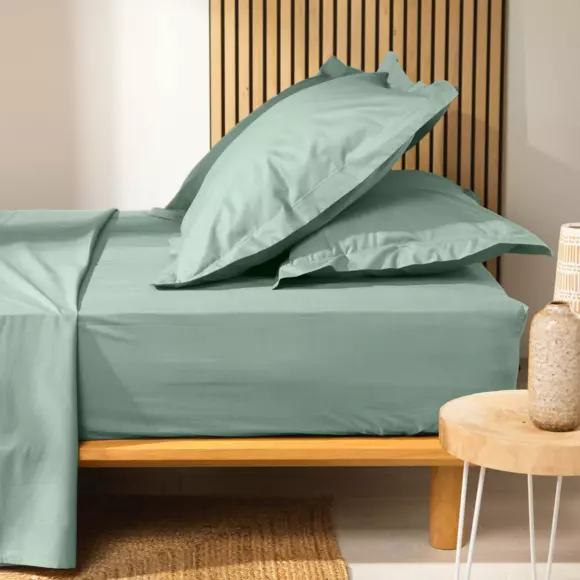 Drap housse coton bio (90 cm) Biolina Vert sauge 2