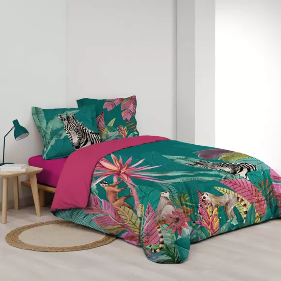 Funda nórdica y dos fundas para almohadones en algodón (260 cm) Desirade Azul 3