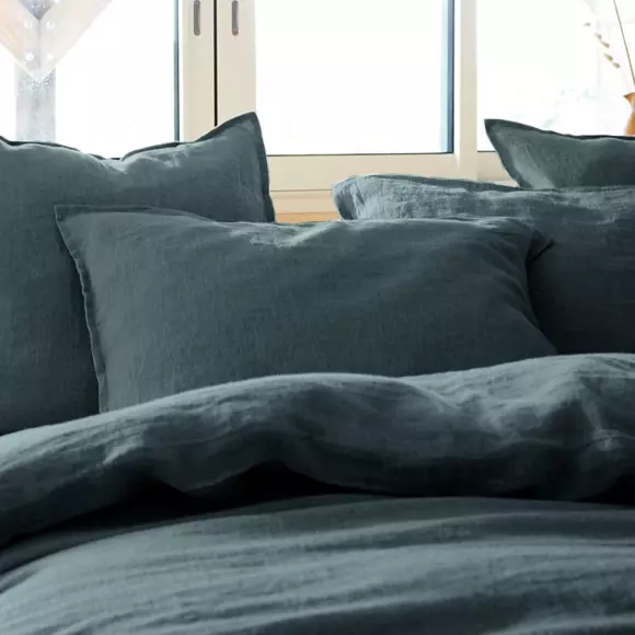 Funda de almohada rectangular en lino lavado (70 cm) Louise Gris pizarra 3