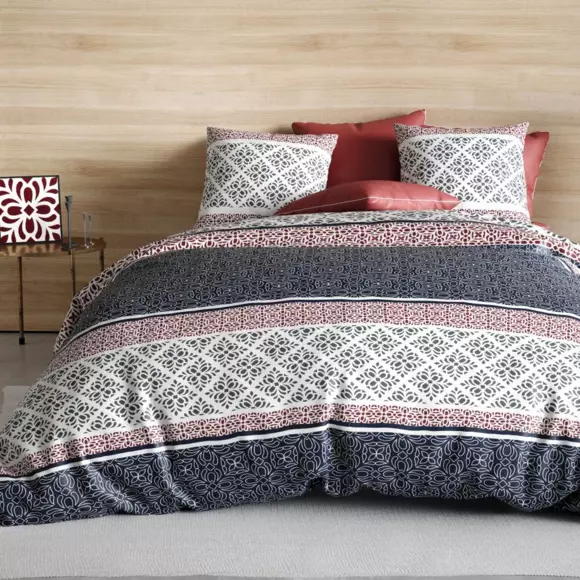 Housse de couette et deux taies coton (260 cm) Sergio Grise 3