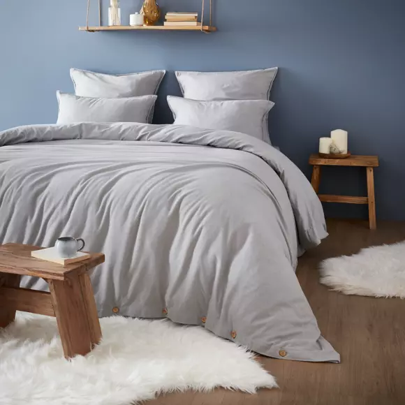 Flanell Spannbettlaken (160 cm) Théa Hellgrau 3