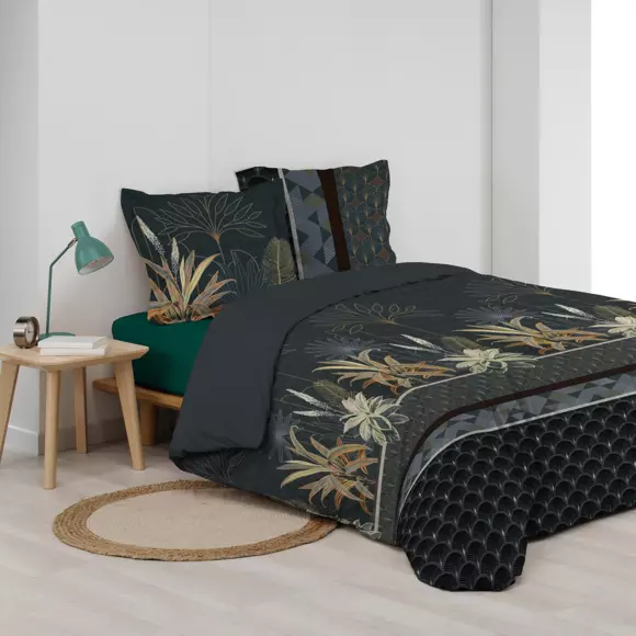 Funda Nórdica y dos fundas de almohada en algodón (260 cm) Floriana Verde 2
