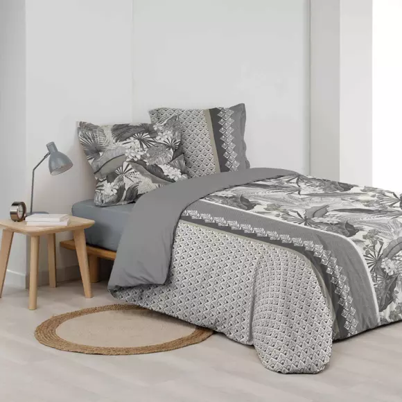 Funda Nórdica y dos fundas de almohada en algodón (260 cm) Cyndelle Gris 2