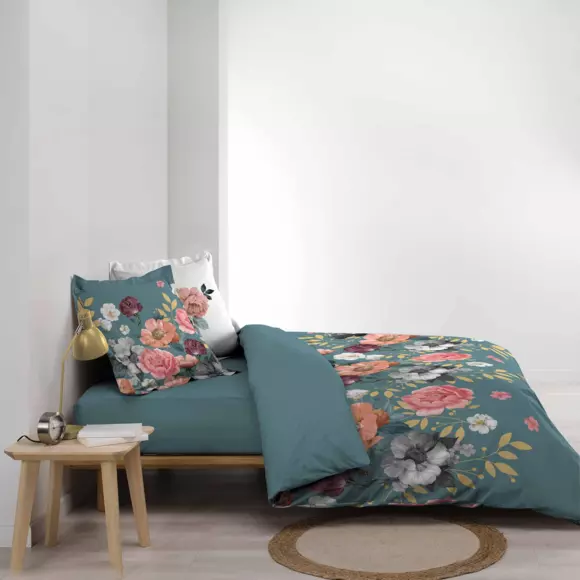 Funda Nórdica y dos fundas de almohada en algodón (260 cm) Rosalita Azul 3