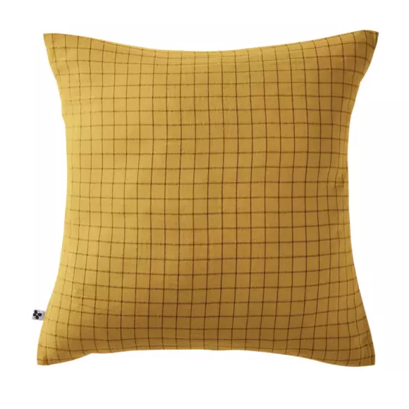 Taie d'oreiller carrée gaze de coton (60 cm) Gaïa Mix Jaune safran 2