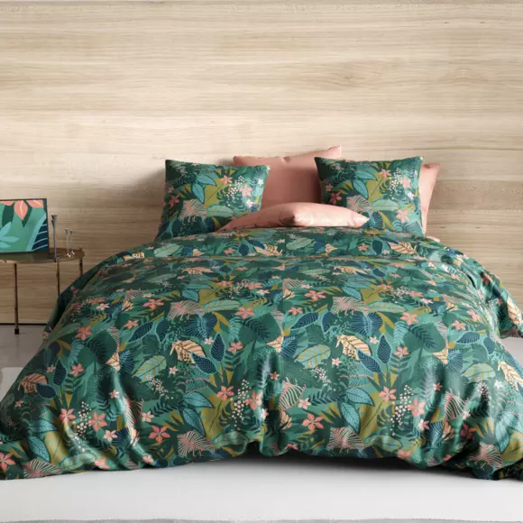 Funda Nórdica y dos fundas para almohada en algodón (260 cm) Zania Verde 3