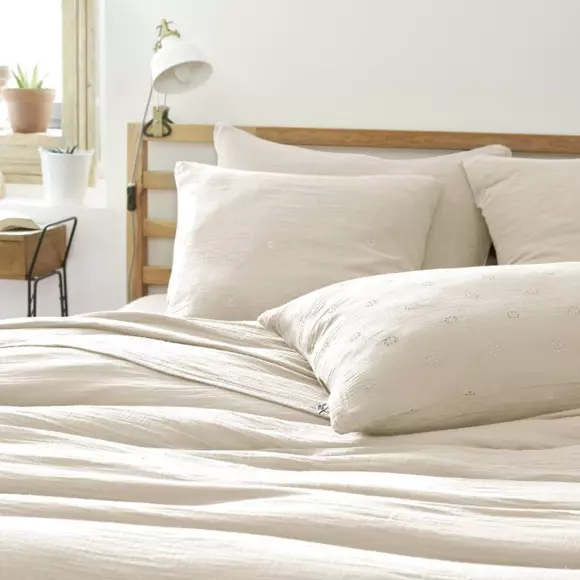 Funda para almohada cuadrada en en gasa de algodón (60 cm) Gaïa Boho Beige pampa 2