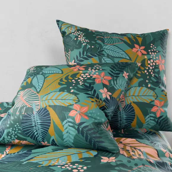 Funda Nórdica y dos fundas para almohada en algodón (240 cm) Zania Verde 2