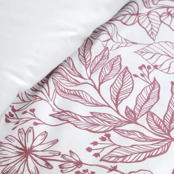 Housse de couette et deux taies coton (260 cm) Maelys Rose poudré 2