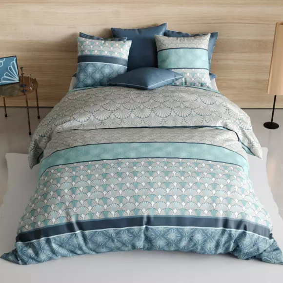 Funda nórdica y una funda en algodón (140 cm) Zircon Azul 2