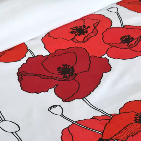 Housse de couette et deux taies coton (240 cm) Diane Rouge 2