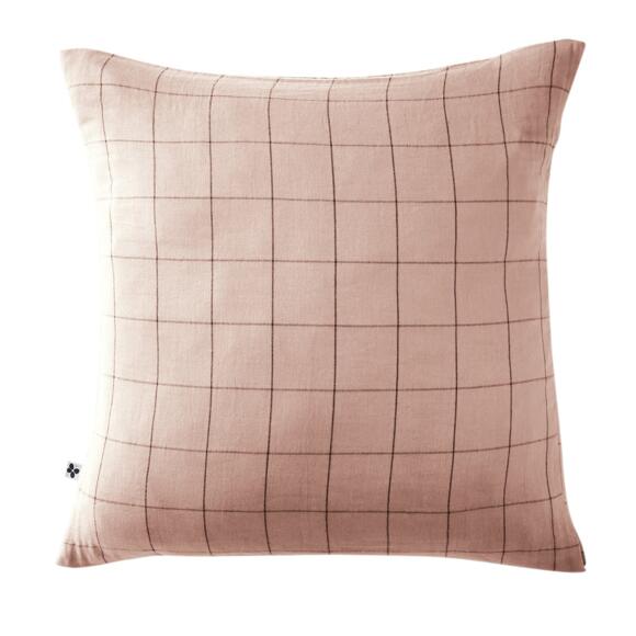 Funda de almohada cuadrada en en gasa de algodón (60 cm) Gaïa Match Rosa palo 2