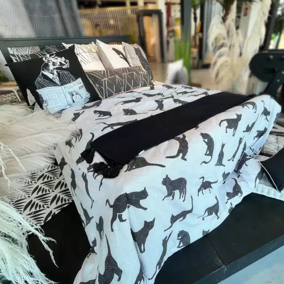 Funda Nórdica y dos fundas para almohada en algodón (240 cm) Chaton Negro 3