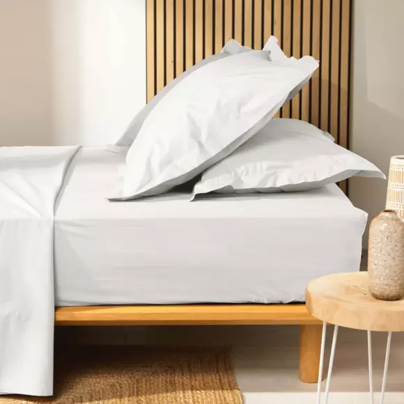 Drap housse coton bio (140 cm) Biolina Blanc 3
