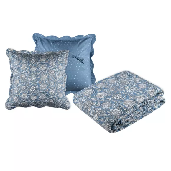 Bedsprei met kussensloop (180 x 240 cm) Julianne Blauw