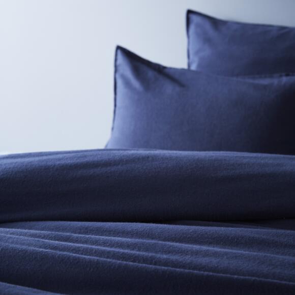 Funda de almohada rectangular en franela de algodón (70 cm) Théa Azul noche 2
