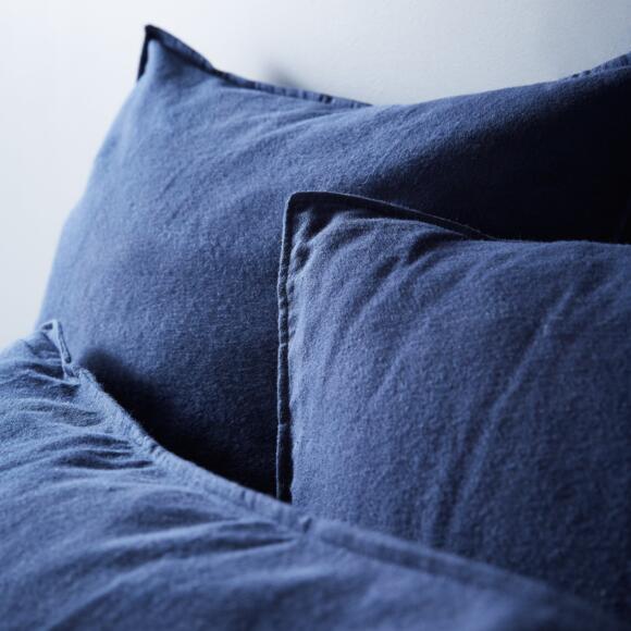 Funda de almohada rectangular en franela de algodón (70 cm) Théa Azul noche 3