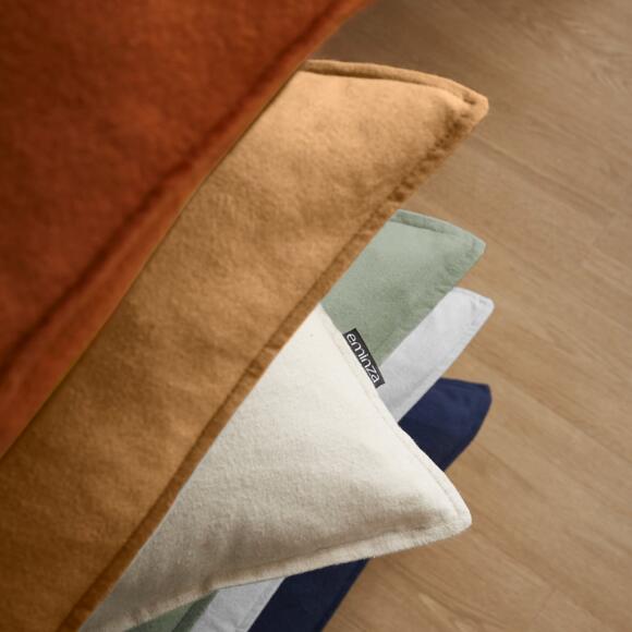 Funda de almohada rectangular en franela de algodón (70 cm) Théa Azul noche 7