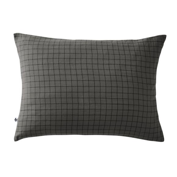 Funda de almohada rectangular en gasa de algodón (70 cm) Gaïa Mix Gris granito 2